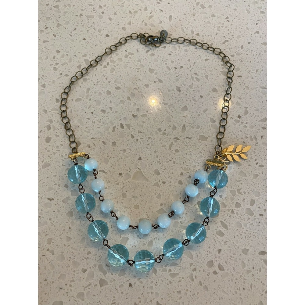 Harlow Blue Crystal Stone Beads Boho Bohemian 16" Double Strand Necklace